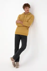 US Polo Assn. Men Regular Fit Hooded Fleece Mustard Basic Sweatshirt - Image 4