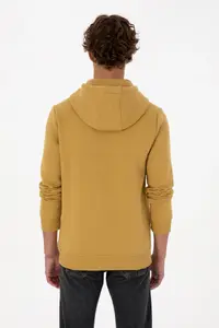 US Polo Assn. Men Regular Fit Hooded Fleece Mustard Basic Sweatshirt - Image 5