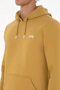 US Polo Assn. Men Regular Fit Hooded Fleece Mustard Basic Sweatshirt - Image 7