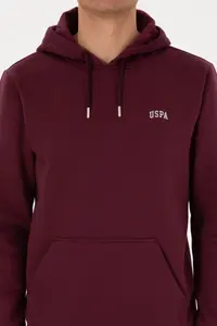 US Polo Assn. Men Regular Fit Hooded Fleece Burgundy Basic Sweatshirt - Image 6