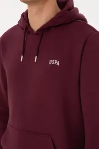 US Polo Assn. Men Regular Fit Hooded Fleece Burgundy Basic Sweatshirt - Image 7