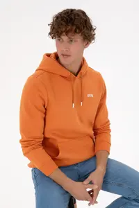US Polo Assn. Men Regular Fit Hooded Fleece Copper Basic Sweatshirt - Image 3