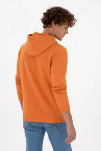 US Polo Assn. Men Regular Fit Hooded Fleece Copper Basic Sweatshirt - Image 5