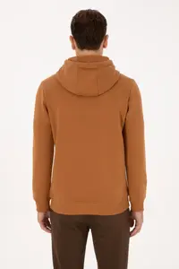 US Polo Assn. Men Regular Fit Hooded Fleece Camel Basic Sweatshirt - Image 5