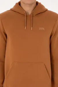 US Polo Assn. Men Regular Fit Hooded Fleece Camel Basic Sweatshirt - Image 6