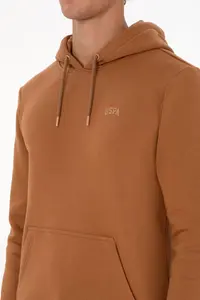 US Polo Assn. Men Regular Fit Hooded Fleece Camel Basic Sweatshirt - Image 7