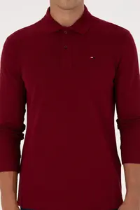 US Polo Shirt Assn. Men Regular Fit Polo Shirt Shirt Collar Burgundy Basic Sweatshirt - Image 6
