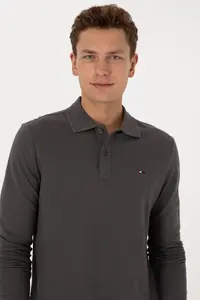 US Polo Assn. Men Regular Fit Polo Shirt Collar Gray Basic Sweatshirt - Image 2