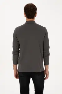 US Polo Assn. Men Regular Fit Polo Shirt Collar Gray Basic Sweatshirt - Image 5