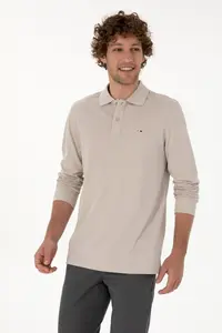 US Polo Assn. Men Regular Fit Polo Shirt Collar Stone Basic Sweatshirt - Image 3