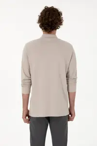 US Polo Assn. Men Regular Fit Polo Shirt Collar Stone Basic Sweatshirt - Image 5