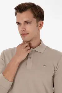 US Polo Shirt Assn. Men Regular Fit Polo Shirt Shirt Collar Dark BEIGE Basic Sweatshirt - Image 2