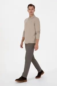 US Polo Shirt Assn. Men Regular Fit Polo Shirt Shirt Collar Dark BEIGE Basic Sweatshirt - Image 4