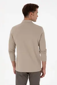 US Polo Shirt Assn. Men Regular Fit Polo Shirt Shirt Collar Dark BEIGE Basic Sweatshirt - Image 5