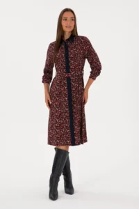 US Polo Assn. Women Navy Blue Arched Weaving Dress