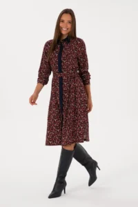 US Polo Assn. Women Navy Blue Arched Weaving Dress - Image 3
