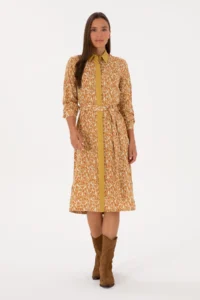 US Polo Assn. Women Mustard Arched Weaving Dress