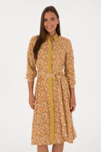 US Polo Assn. Women Mustard Arched Weaving Dress - Image 2