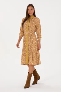 US Polo Assn. Women Mustard Arched Weaving Dress - Image 3