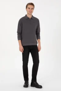 US Polo Assn. Men comfort Fit Half Zippered Gray Sweatshirt - Image 4