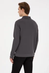 US Polo Assn. Men comfort Fit Half Zippered Gray Sweatshirt - Image 5