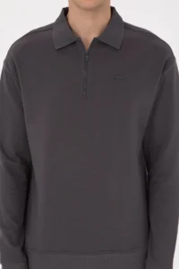 US Polo Assn. Men comfort Fit Half Zippered Gray Sweatshirt - Image 6