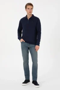 US Polo Assn. Men comfort Fit Half Zippered Navy Blue Sweatshirt - Image 4