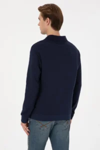US Polo Assn. Men comfort Fit Half Zippered Navy Blue Sweatshirt - Image 5