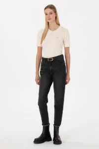 US Polo Assn. Women Black Mom High Waist Fit Jeans Pants