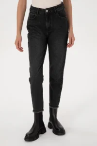 US Polo Assn. Women Black Mom High Waist Fit Jeans Pants - Image 2