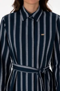 US Polo Assn. Women Navy Blue Striped Arched Weaving Dress - Image 5