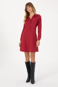 US Polo Assn. Women Koyu Raspberry Mini Size Weaving Dress - Image 3