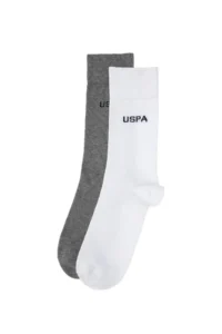 US Polo Assn. Men Gray Melanj White 2 Sets Soket Socks