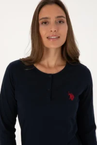 US Polo Assn. Women Navy Blue New year Themed Pajama Set - Image 2