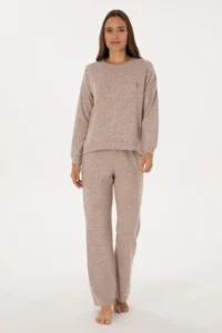 US Polo Assn. Women Camel Pajama Set