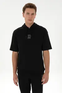 US Polo Assn. Men comfort Fit Hooded Short Sleeve Black Sweatshirt