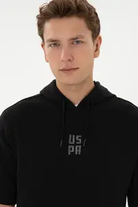 US Polo Assn. Men comfort Fit Hooded Short Sleeve Black Sweatshirt - Image 2