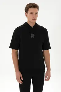 US Polo Assn. Men comfort Fit Hooded Short Sleeve Black Sweatshirt - Image 3