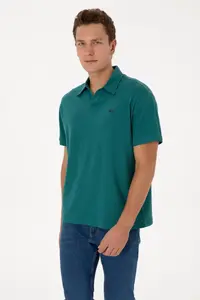 US Polo Assn. Men comfort Fit Wacky Collar Dark Green T-Shirt