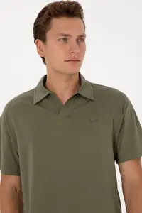 US Polo Assn. Men comfort Fit Wacky Collar Dark Khaki T-Shirt - Image 2