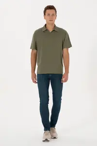 US Polo Assn. Men comfort Fit Wacky Collar Dark Khaki T-Shirt - Image 4