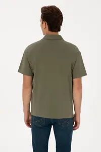 US Polo Assn. Men comfort Fit Wacky Collar Dark Khaki T-Shirt - Image 5