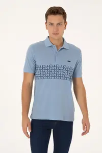 US Polo Assn. Men Regular Fit Polo Shirt Collar Light Blue T-Shirt