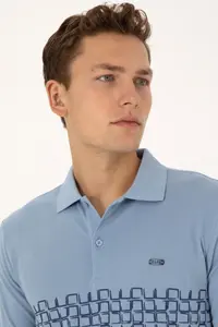 US Polo Assn. Men Regular Fit Polo Shirt Collar Light Blue T-Shirt - Image 2