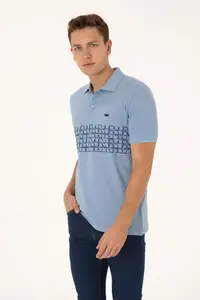 US Polo Assn. Men Regular Fit Polo Shirt Collar Light Blue T-Shirt - Image 3