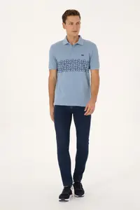 US Polo Assn. Men Regular Fit Polo Shirt Collar Light Blue T-Shirt - Image 4