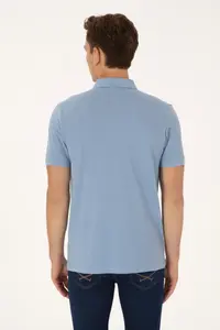 US Polo Assn. Men Regular Fit Polo Shirt Collar Light Blue T-Shirt - Image 5