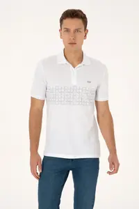 US Polo Assn. Men Regular Fit Polo Shirt Collar White T-Shirt