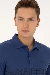 US Polo Assn. Men Regular Fit Polo Shirt Collar Indigo T-Shirt - Image 2