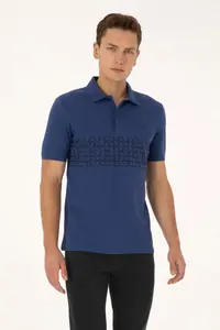 US Polo Assn. Men Regular Fit Polo Shirt Collar Indigo T-Shirt - Image 3